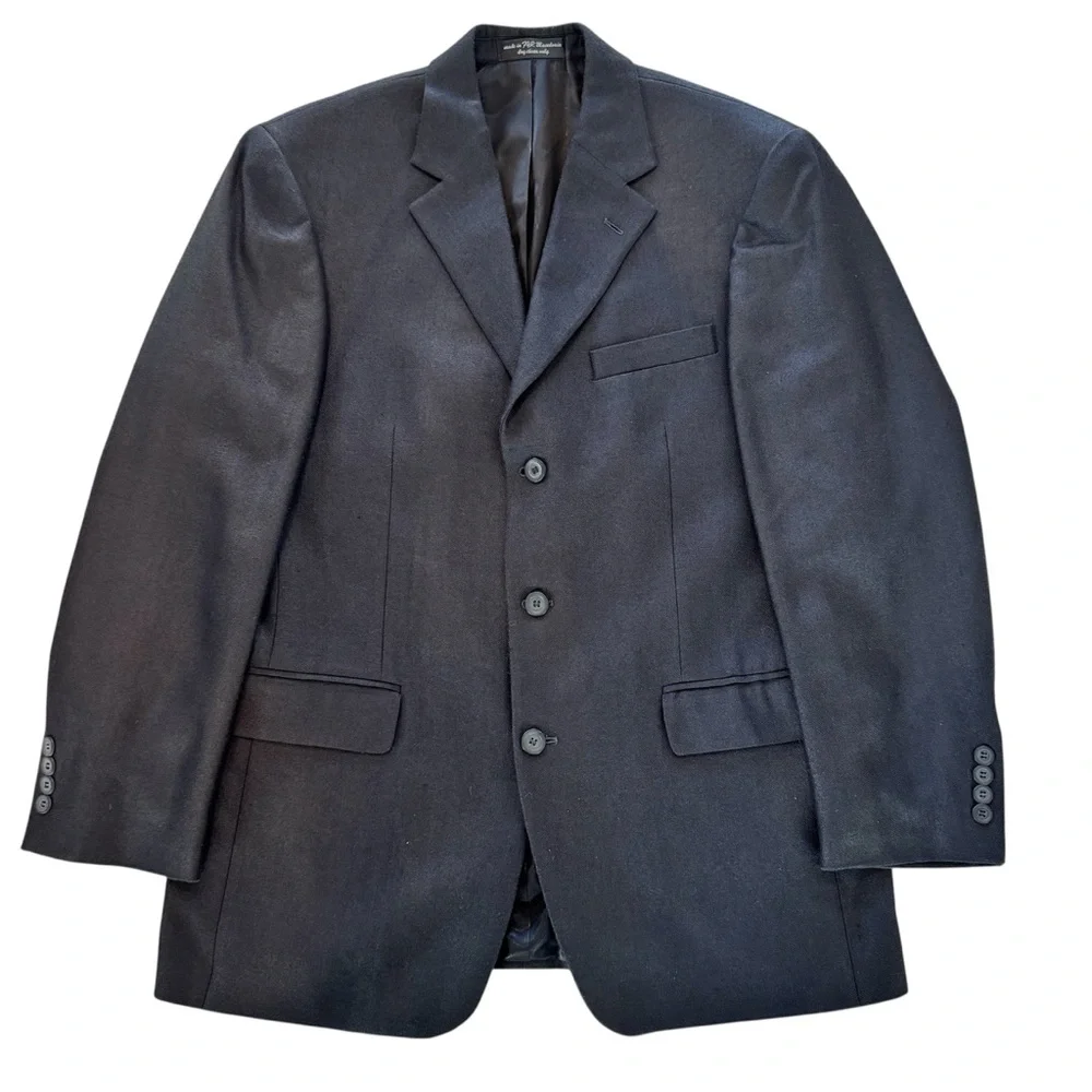 Chereskin Mens 40R Sports Coat Black 2-Button 100% Silk Blazer Jacket